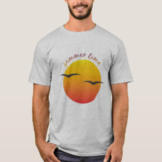 T-shirt voor mannen Zomer Tijd Zonsondergang Vogel