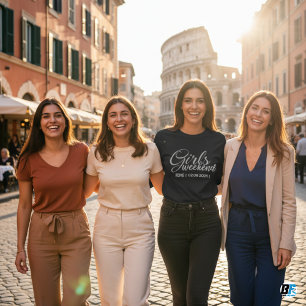 T-shirt voor meidenweekend op maat locatie datum