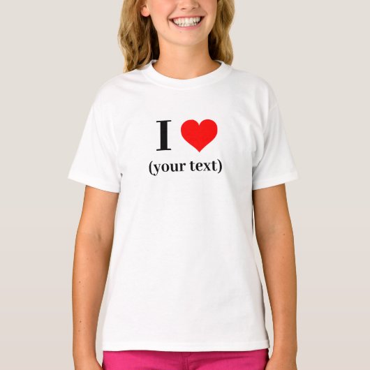 T-shirt voor meisjes - Custom I heart (jouw tekst) (Voorkant)