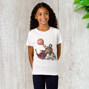 T-shirt voor meisjes met basketbalworp