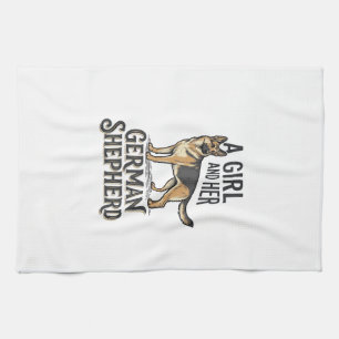 T-shirt voor meisjes met Duitse herder Vintage-ont Theedoek