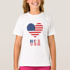 T-shirt voor meisjes met USA Flag Heart Design