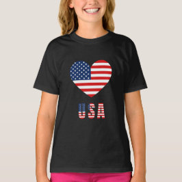 T-shirt voor meisjes met USA Flag Heart Design