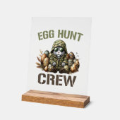 T-shirt voor paaseierenjacht crew camouflage jacht acryl bord (Hoek)
