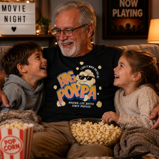 T-shirt voor papa met grote popcorn vader grappige