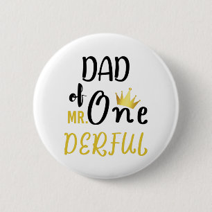 T-shirt voor papa van MR Onederful grappige 1e ver Ronde Button 5,7 Cm