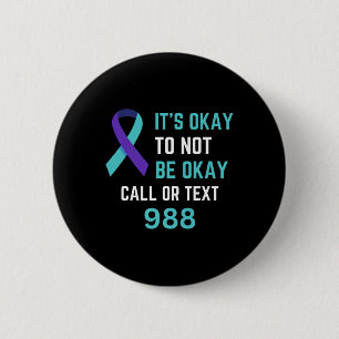 T-shirt voor preventie van zelfmoord 988 Hotline 9 Ronde Button 5,7 Cm