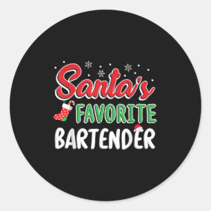 T-shirt voor Santa's favoriete barkeeper Cute Xmas Ronde Sticker