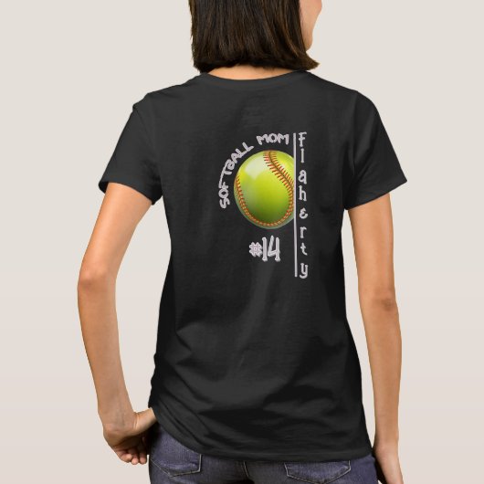 T-shirt voor Softball Moeder (Achterkant)