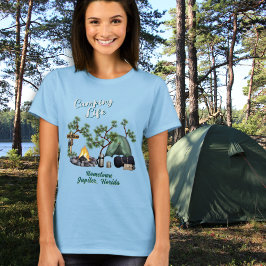 T-shirt voor tentkampeerders met thuisstad
