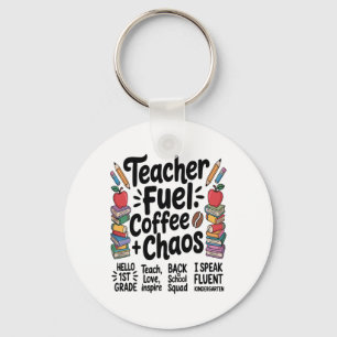 T-shirt voor terug naar school met grap over koffi sleutelhanger