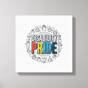 T-shirt voor trots op een beperking, inclusief bew canvas afdruk