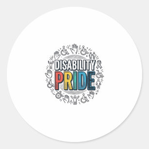T-shirt voor trots op een beperking, inclusief bew ronde sticker