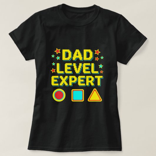 T-shirt voor vader level expert retro gamer (Design voorkant)