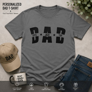 T-shirt voor vader met namen van kinderen