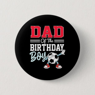T-shirt voor vader van de jarige jongen Voetbalfee Ronde Button 5,7 Cm