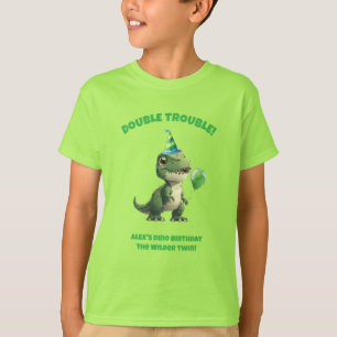 T-shirt voor verjaardag tweeling jongens - dinosau