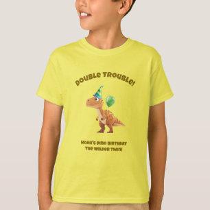 T-shirt voor verjaardag tweeling jongens met dinos