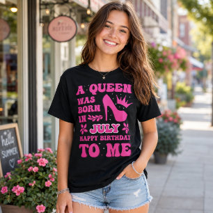 T-shirt voor verjaardagsmeisje in juli Roze prinse