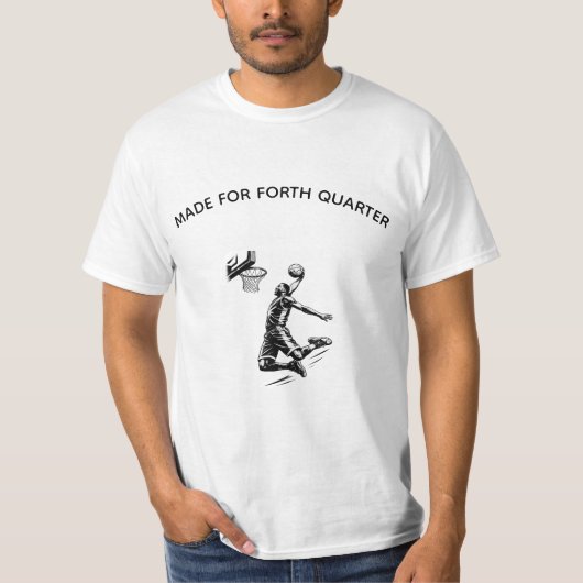 T-shirt voor vierdekwart basketballer (Voorkant)