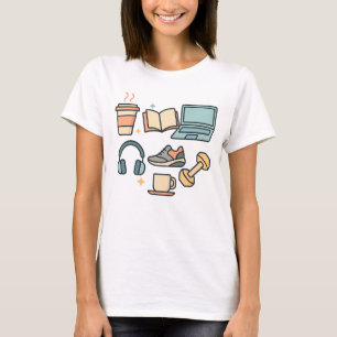 T-shirt voor vrouwen – Daily Life Icons Work & Wel