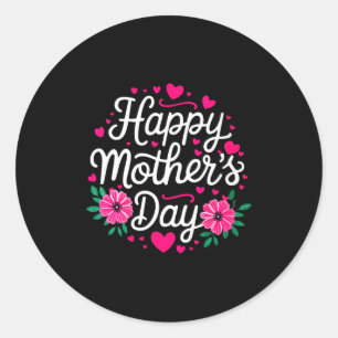 T-shirt voor vrouwen gelukkige moederdag vrouwen m ronde sticker