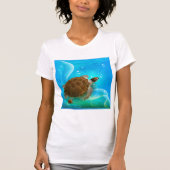 T-shirt voor vrouwen met zwemmende schildpad (Voorkant)