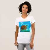 T-shirt voor vrouwen met zwemmende schildpad (Voorkant volledig)