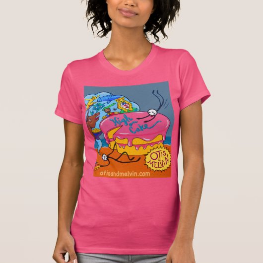 T-shirt voor vrouwen, Otis en Melvin, Hoog op Cake (Voorkant)