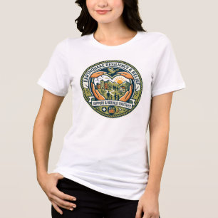 T-shirt voor vrouwen over aardbevingshulp en veerk