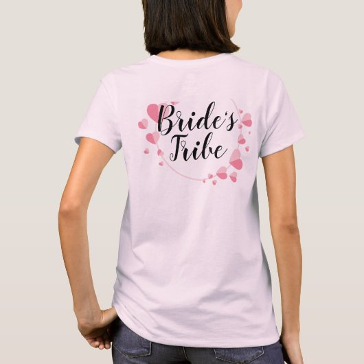 T-shirt voor vrouwen van de bruidsmeisjes roze/zwa (Achterkant)