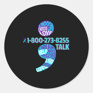 T-shirt voor zelfmoordpreventie puntkomma Geesteli Ronde Sticker