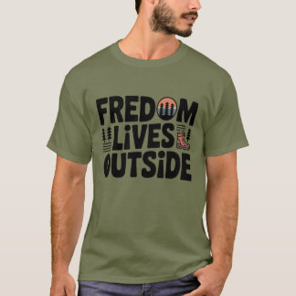 T-shirt 'Vrijheid Leeft Buiten Wandelen'