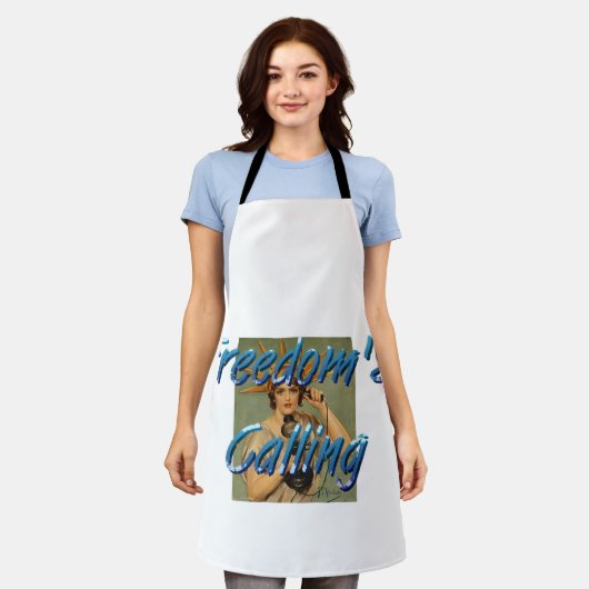 T-SHIRT Vrijheid roept Schort (Gedragen)