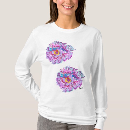 T-Shirt: Vrouwelijke Lang? Bloem Hibiscus T-shirt (Voorkant)