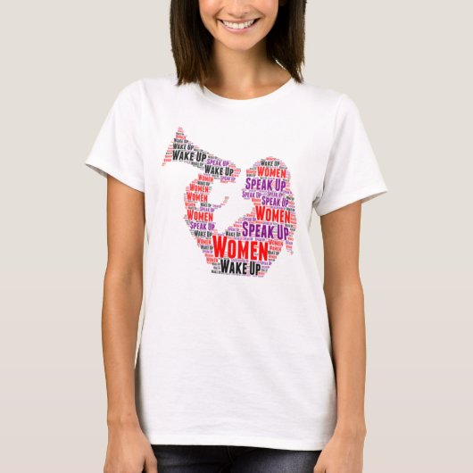 T-Shirt-vrouwen die wakker worden spreken rood paa T-shirt (Voorkant)