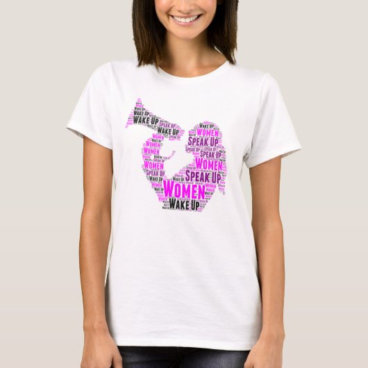 T-Shirt vrouwen die wakker worden spreken roze zwa (Voorkant)