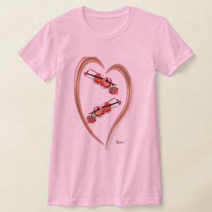 T-shirt: vrouwenhart viool met een roos t-shirt