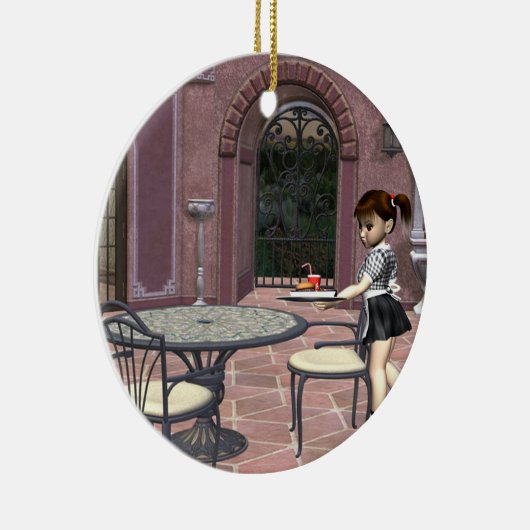 T-SHIRT Waitress met Attitude Keramisch Ornament (Rechts)