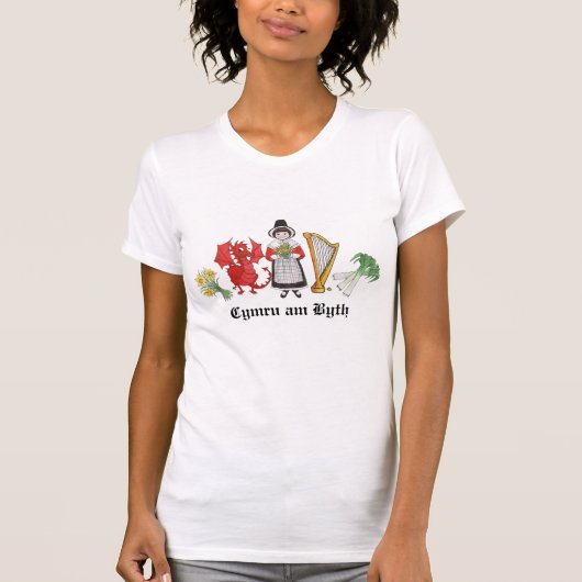 T-shirt: Welsh Daffodils, Dragon, Leeks, Harp T-shirt (Voorkant)