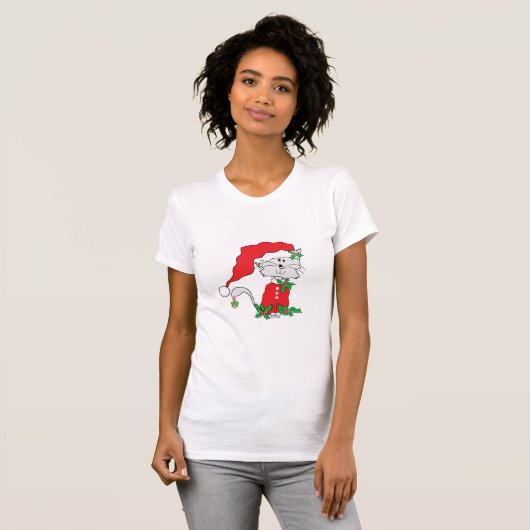 T Shirt - Whimsical Santa Cat (Voorkant volledig)