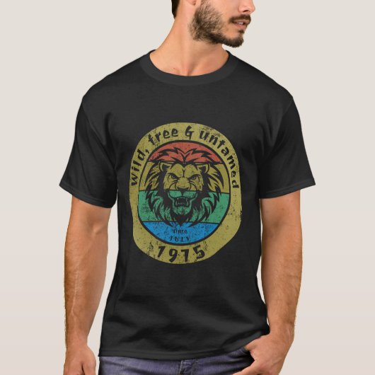 T-shirt "wild, vrij en ongetemd sinds 07/1975" (Voorkant)