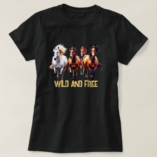 T-SHIRT WILDE EN VRIJE PAARDEN (Design voorkant)