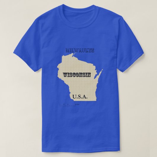 T-shirt - Wisconsin Map met City (Design voorkant)