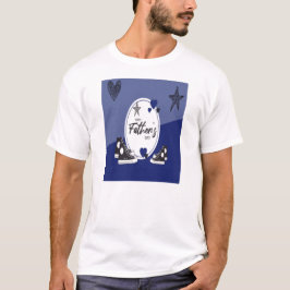 T Shirt Wit Blauwe Vader en Kinderen Schoenen T-Sh