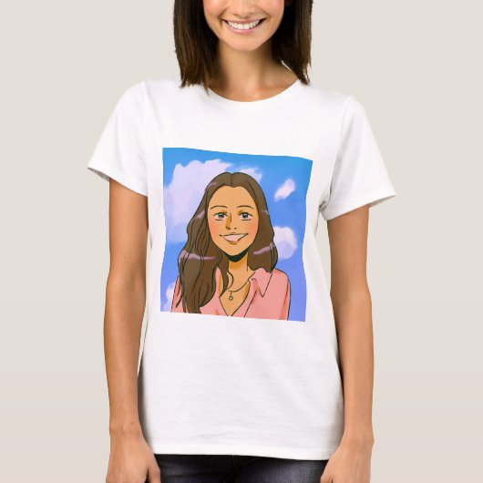 T-shirt wit kleur vrouwen dame klassiek design (Voorkant)