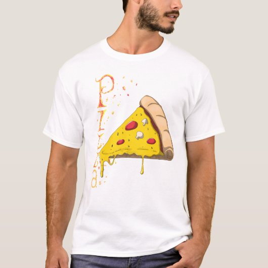 T-shirt with artistic print of Specter Pizza.  (Voorkant)