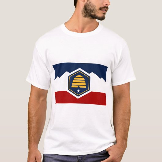 T Shirt with Flag of Utah, USA (Voorkant)