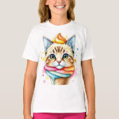 T-shirt with ice-cream and cat (Voorkant)