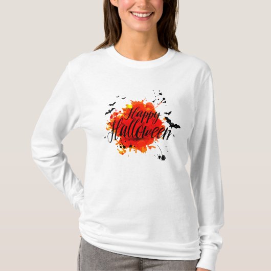 T-shirt Witte vrouw Manches Longues Halloween (Voorkant)